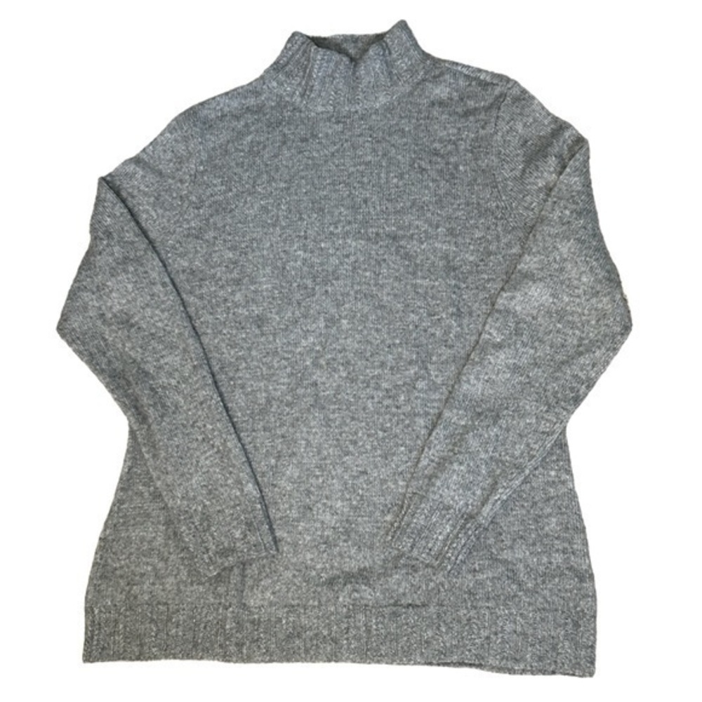 TALBOTS WOMENS GREY WOOL BLEND LONG SLEEVE COLLARED SWEATER, SIZE M